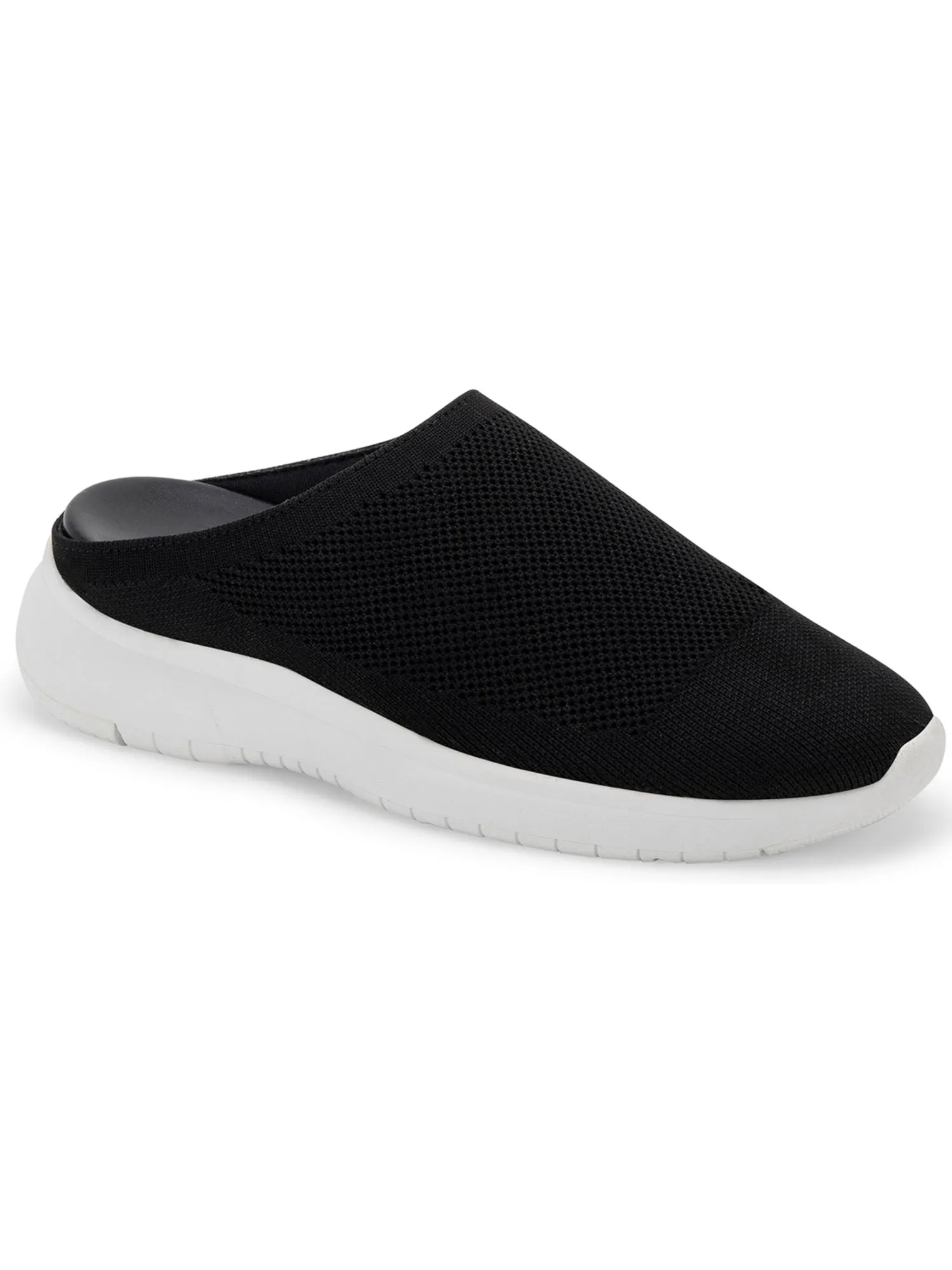 AQUA COLLEGE Womens Black 1/2" Platform Waterproof Cushioned Karma Round Toe Wedge Slip On Mules M