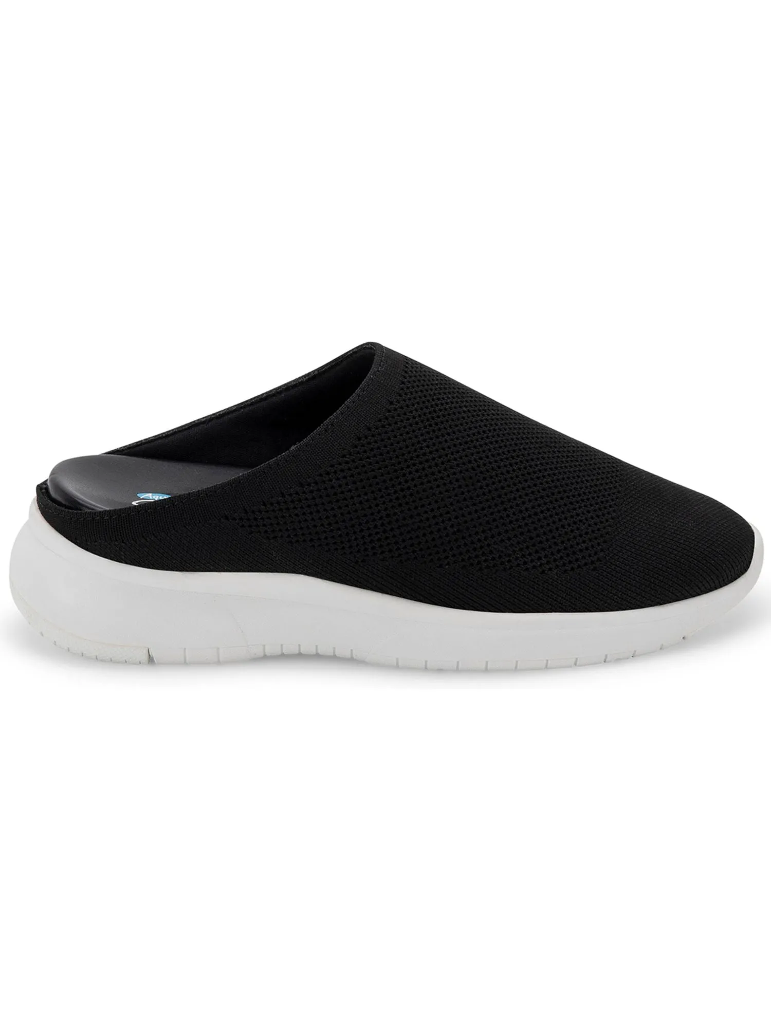AQUA COLLEGE Womens Black 1/2" Platform Waterproof Cushioned Karma Round Toe Wedge Slip On Mules M