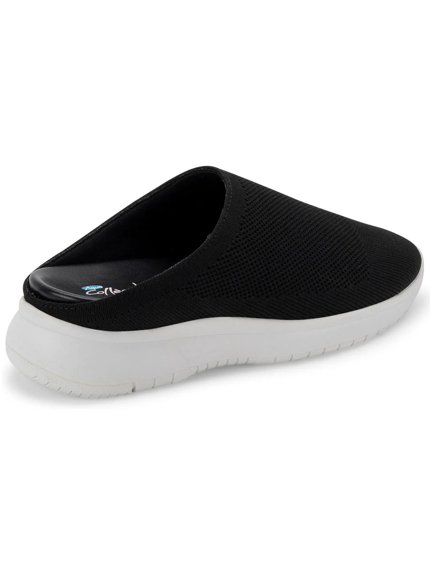 AQUA COLLEGE Womens Black 1/2" Platform Waterproof Cushioned Karma Round Toe Wedge Slip On Mules M