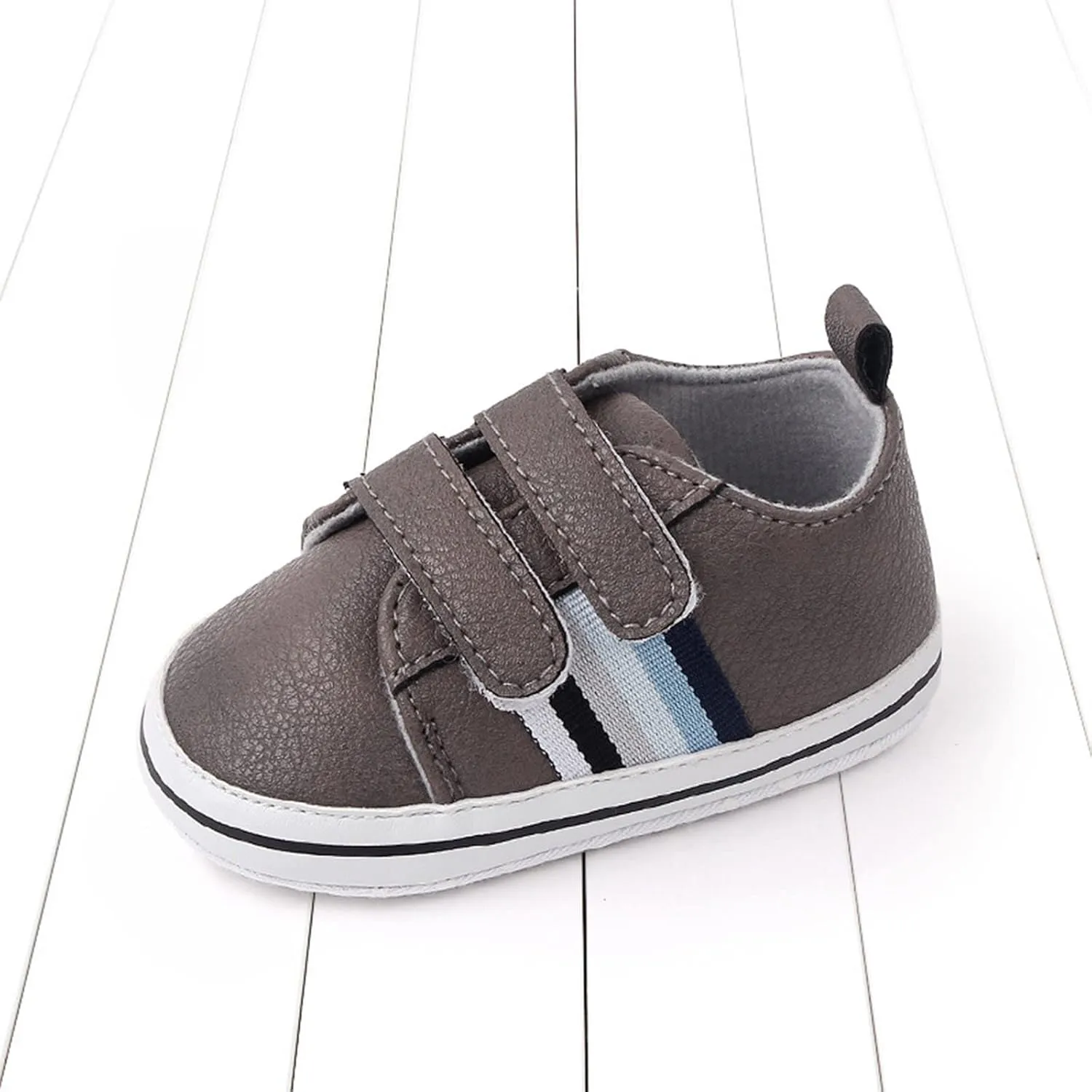 Baby Boys Girls Double Strap Leather Prewalker Sneakers Toddler Infant Anti-Slip Soft Lightweight First Step Shoes