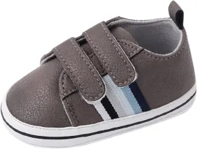 Baby Boys Girls Double Strap Leather Prewalker Sneakers Toddler Infant Anti-Slip Soft Lightweight First Step Shoes
