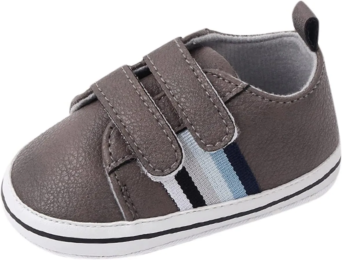 Baby Boys Girls Double Strap Leather Prewalker Sneakers Toddler Infant Anti-Slip Soft Lightweight First Step Shoes