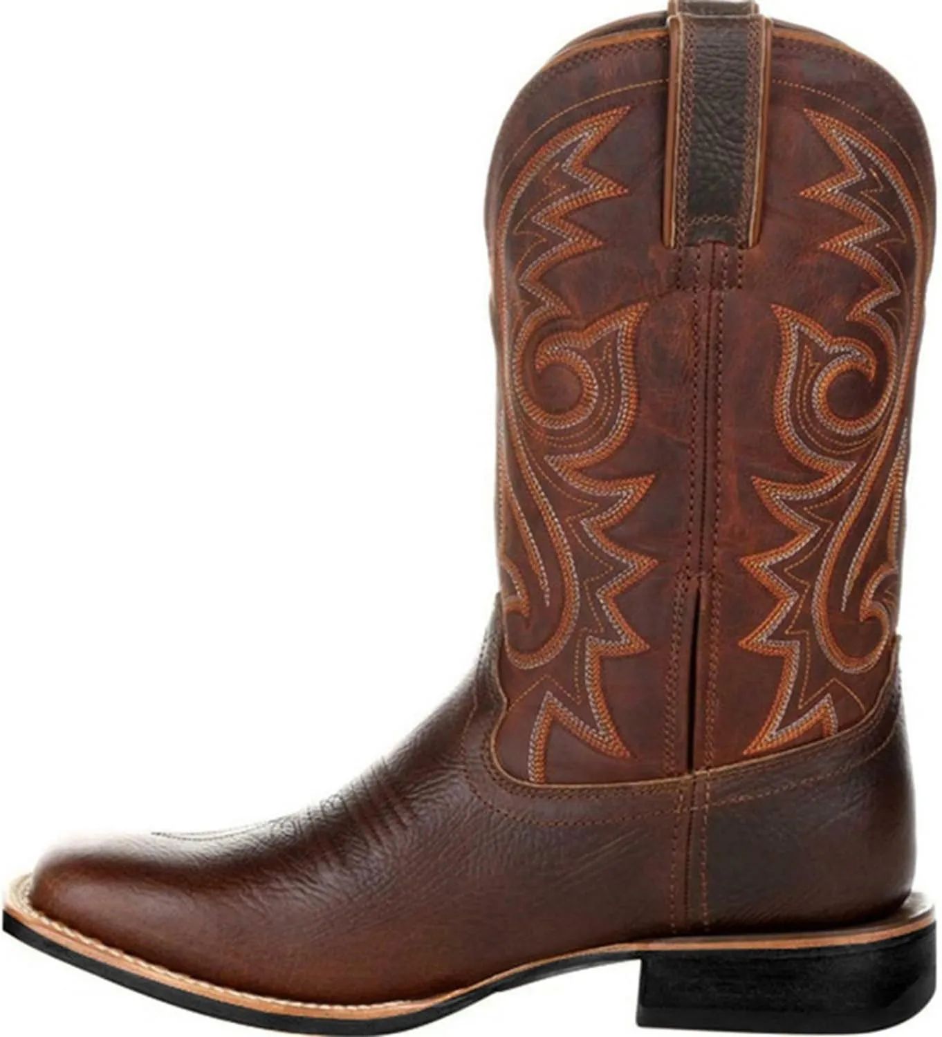 Cowboy Boots for Men Western Country Boots Durable Classic Embroidered Mid-Calf Square Toe Traditional Boots