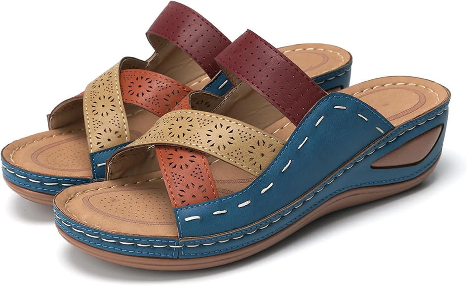 Ladmiple Sandals Women 2023 Trendy Floral Orthopedic Flip Flops with Arch Support Slippers Casual Roman Open Toe Sandal
