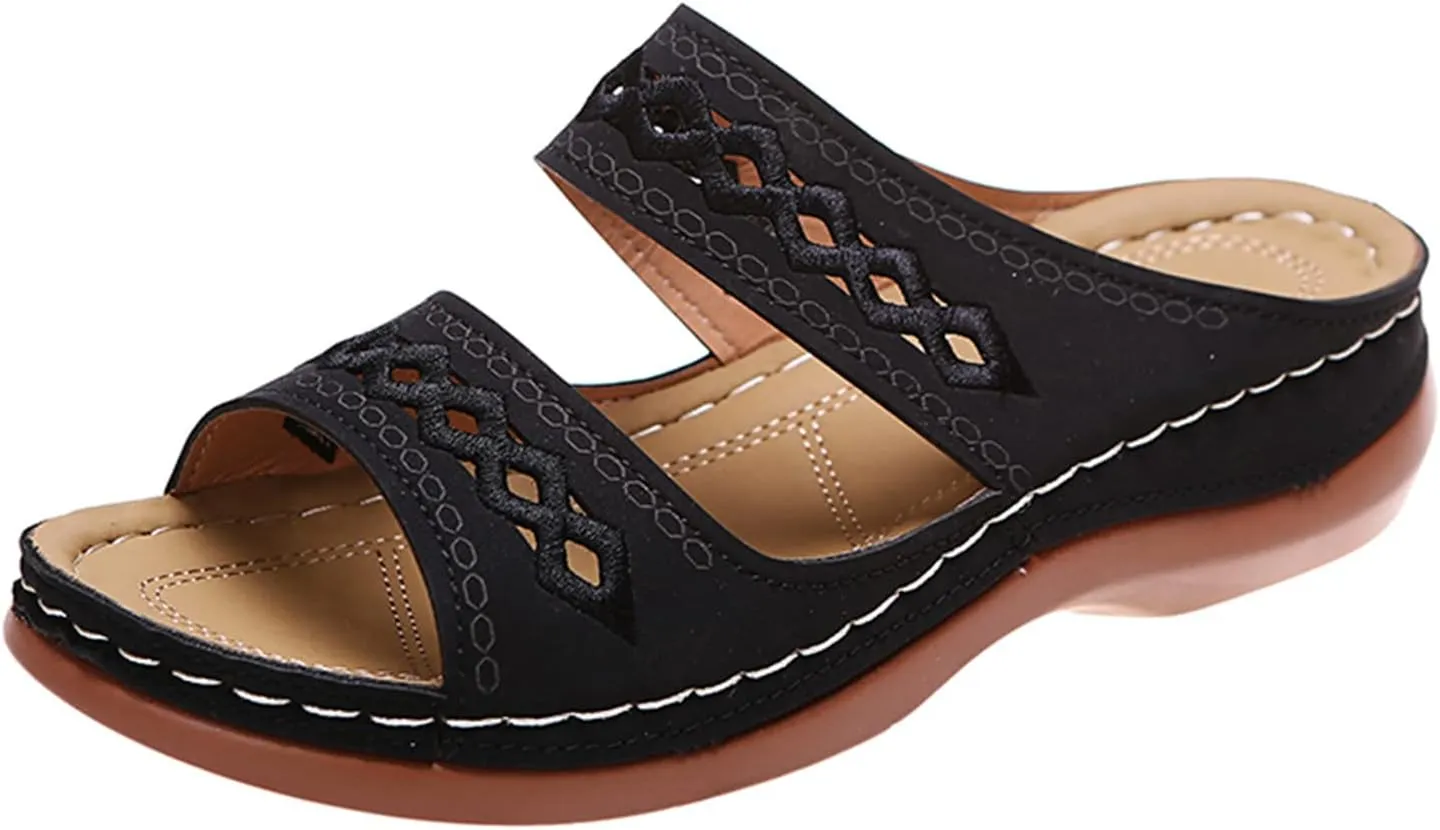 Ladmiple Sandals Women 2023 Trendy Floral Orthopedic Flip Flops with Arch Support Slippers Casual Roman Open Toe Sandal