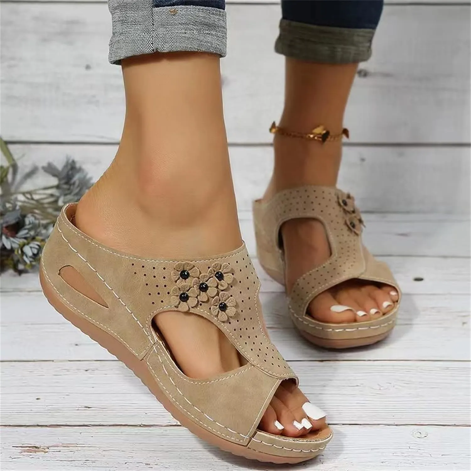 Ladmiple Summer Sandals For Women 2023 Trendy Dressy Orthopedic Flip Flops with Arch Support Slip on Walking Shoes