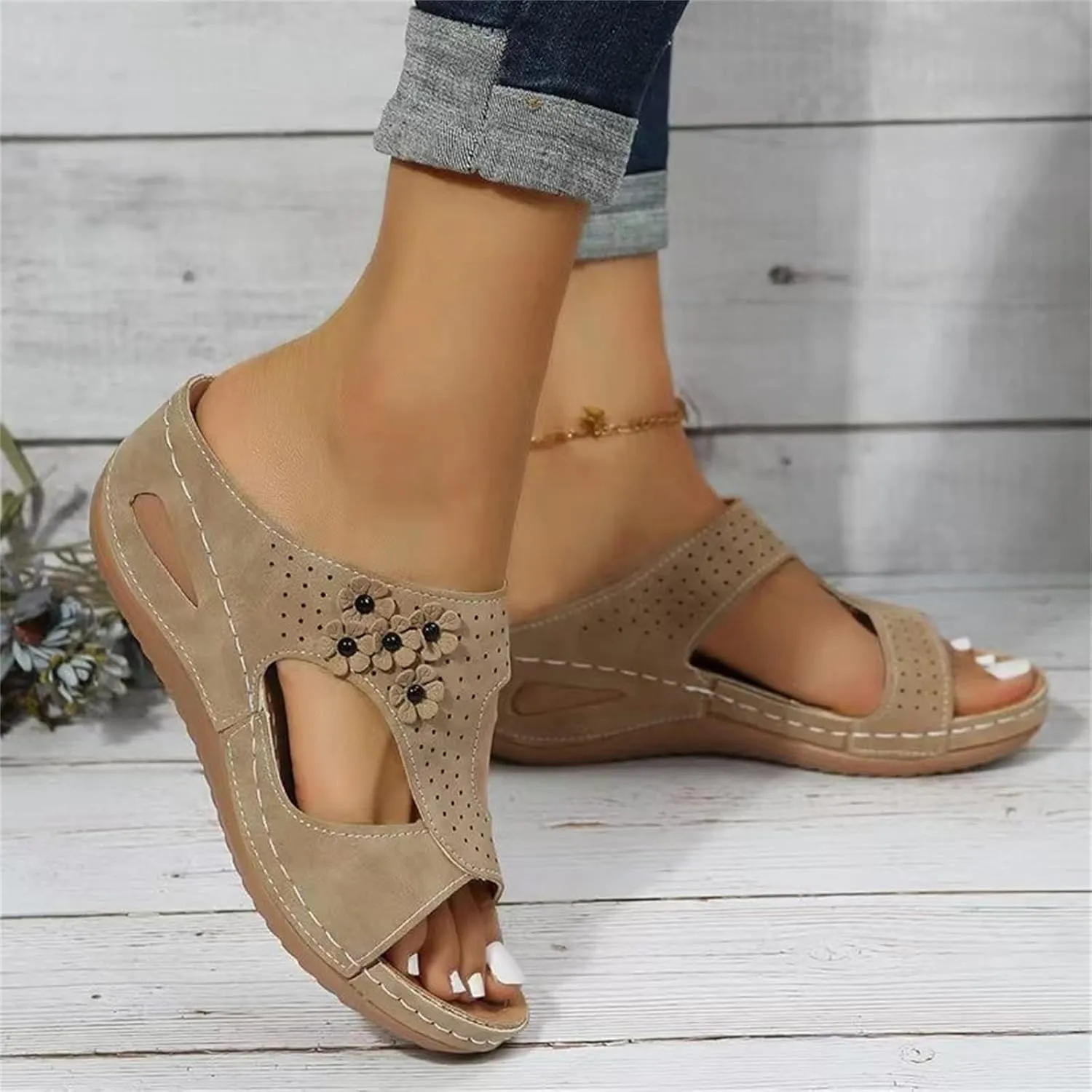 Ladmiple Summer Sandals For Women 2023 Trendy Dressy Orthopedic Flip Flops with Arch Support Slip on Walking Shoes