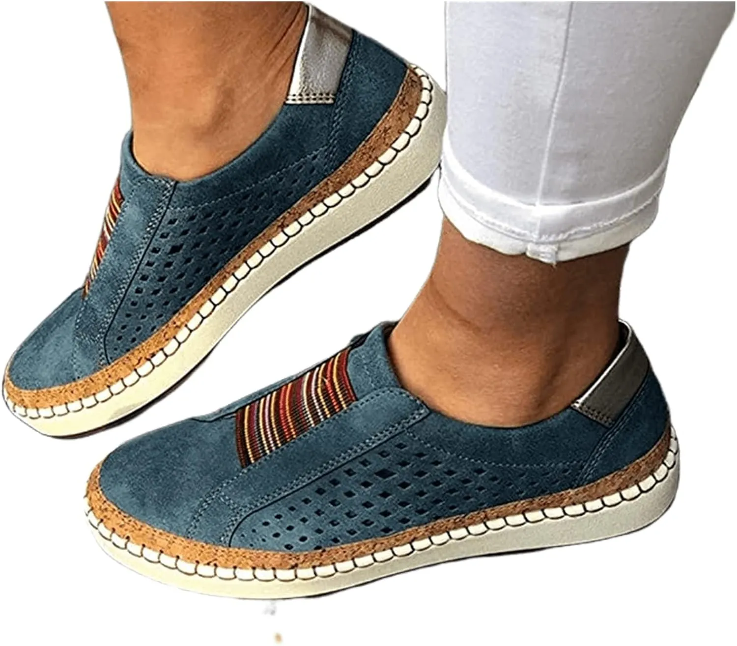 Lausiuoe Shoes For Women Dressy Flats Canvas Loafers Slip on Low Top Non Slip Fashion Casual Classic Soft Walking Sneakers