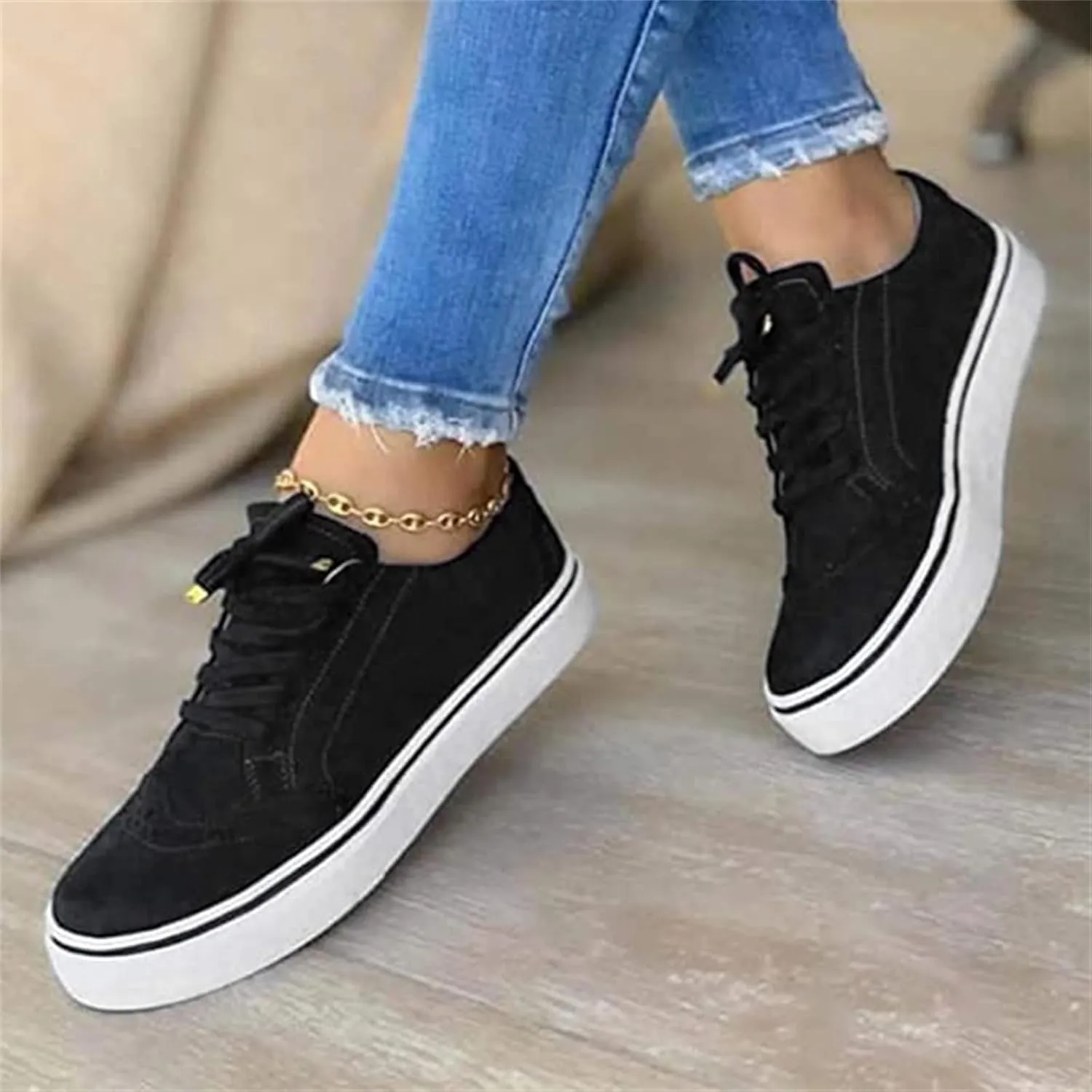 Lausiuoe Shoes for Women Sneakers Slip On Canvas Shoes Low Top Non Slip Fashion Casual Soft Comfortable Walking Flat Loafers