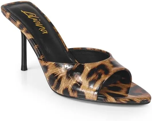 Liliana Women's Peep Toe Mule with Stiletto Heel Sandal