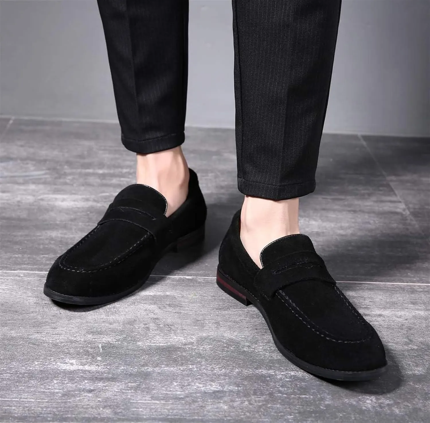Mens Penny Slip On Suede Loafers Classic Comfortable Casual Men Shoes Boat Shoes for Outdoor Leisure Driving Dating