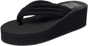 MIOKE Women's High Heel Wedge Flipflops Sandals Platform Slip On Nonslip Casual Summer Beach Thong Sandal