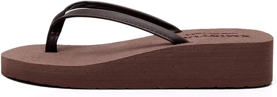 MIOKE Women's Wedge Flipflops Sandals Casual Summer Beach Non Slip Comfort Platform Flipflop Thong Sandal