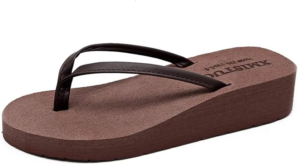 MIOKE Women's Wedge Flipflops Sandals Casual Summer Beach Non Slip Comfort Platform Flipflop Thong Sandal