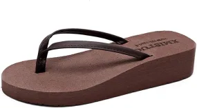 MIOKE Women's Wedge Flipflops Sandals Casual Summer Beach Non Slip Comfort Platform Flipflop Thong Sandal