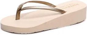 MIOKE Women's Wedge Flipflops Sandals Casual Summer Beach Non Slip Comfort Platform Flipflop Thong Sandal