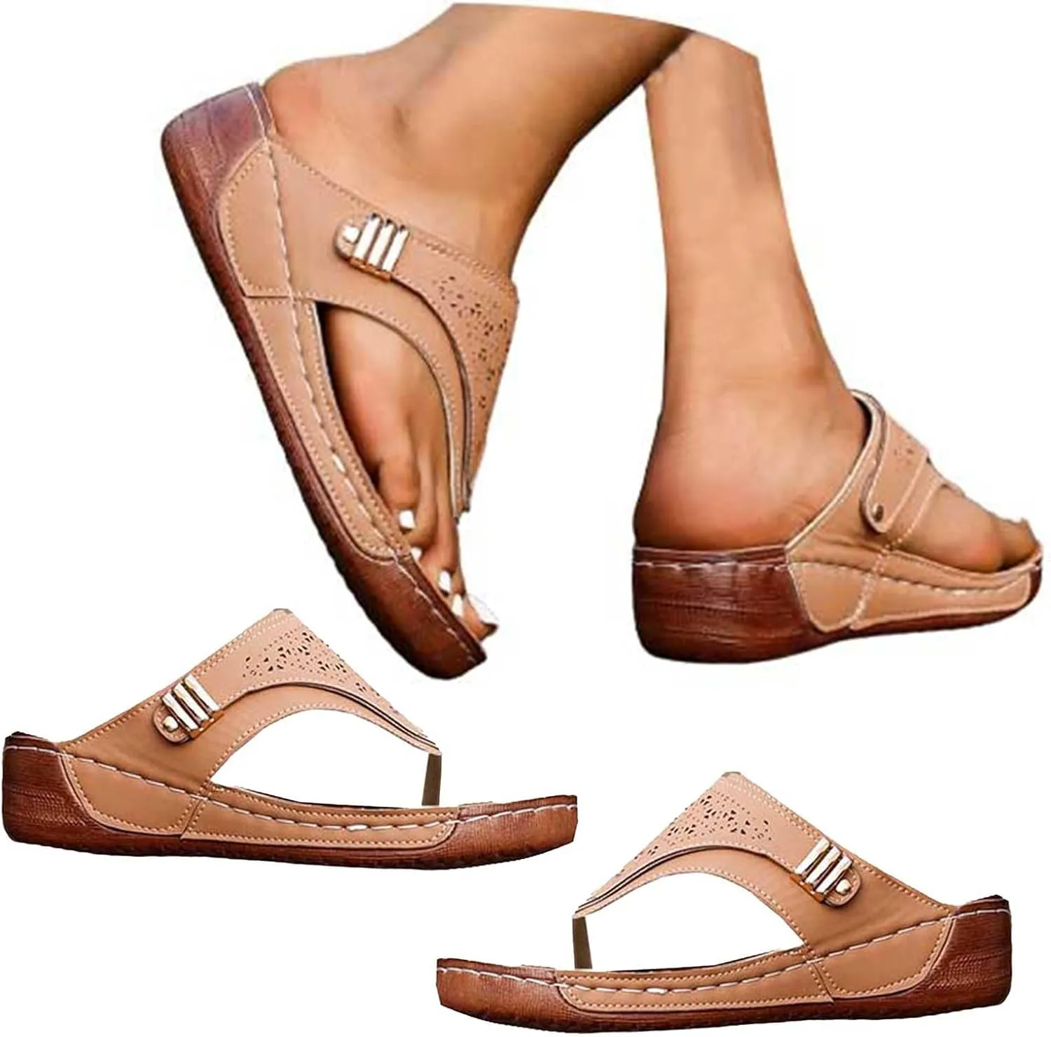 Orthopedic Sandals for Womens 2025 Trendy Comfortable Slip on Sandal Summer Casual Arch Support Wedge Shoes for Women