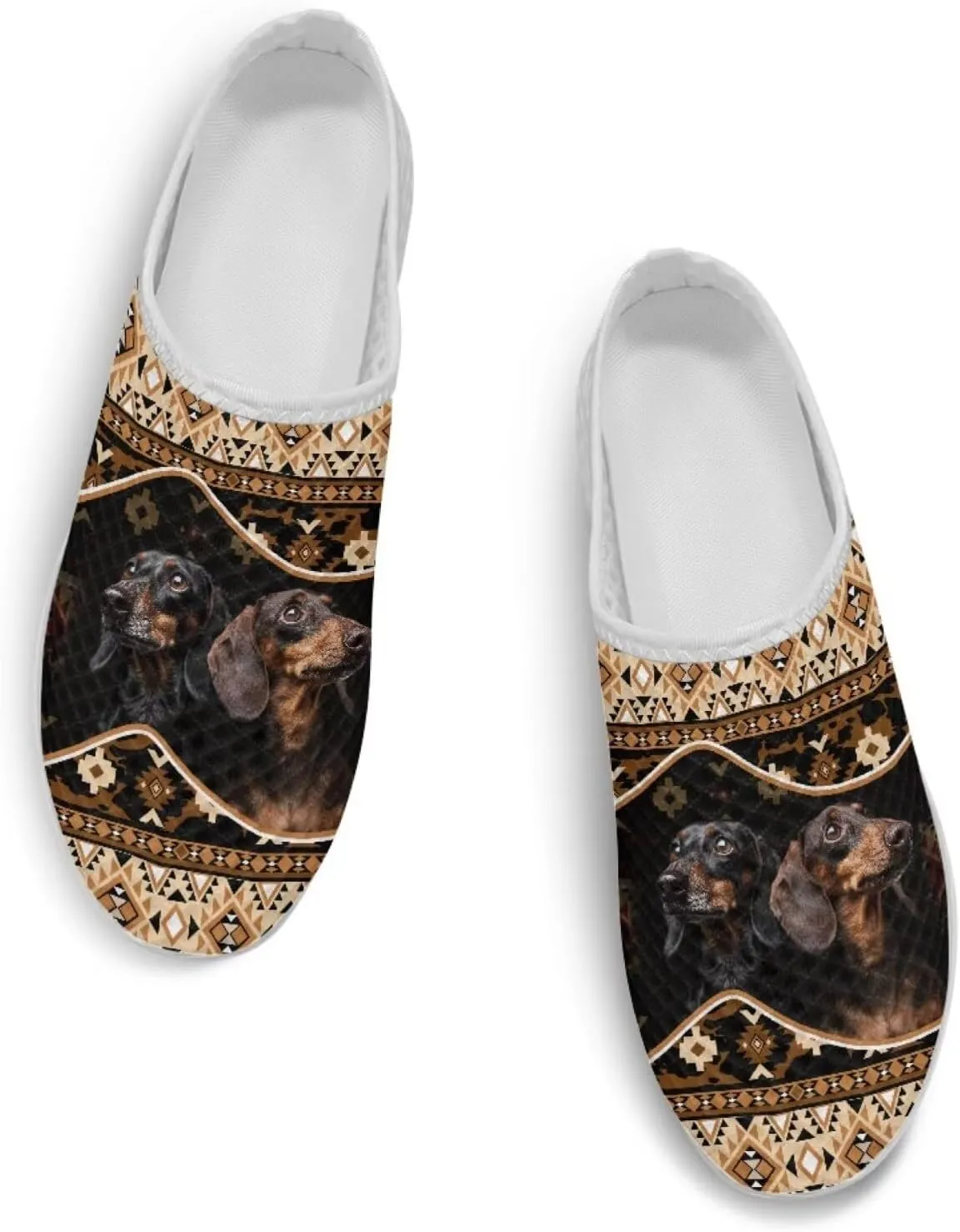 Retro Aztec Tribal Womens Walking Mules Sneakers Stylish Memory Foam Barefoot Slip On Teacher Nursing Loafers