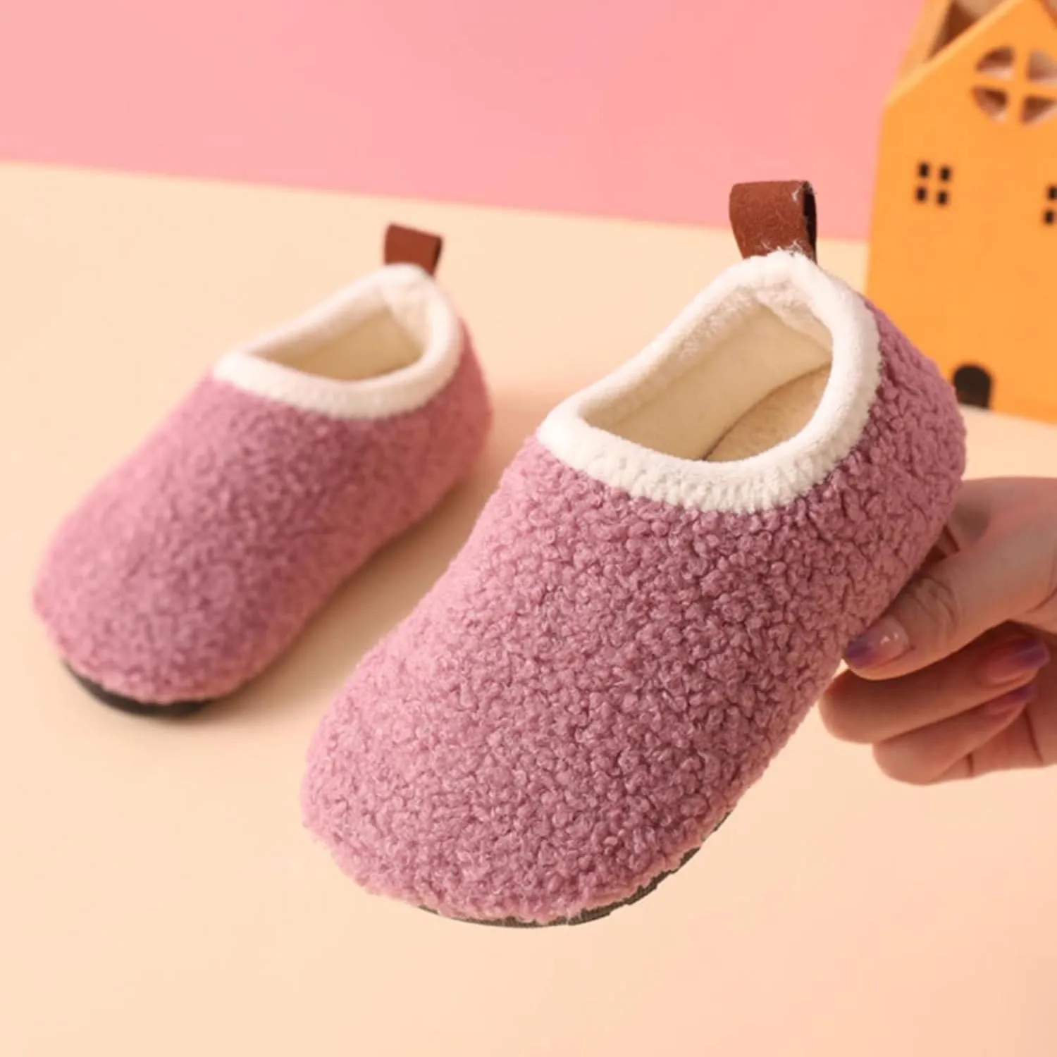 Toddler Indoor Outdoor Sneaker Kids Girls Boys Fuzzy Warm House Sport Shoes Slip On Soft Sole Ankle Cozy Flat Shoes