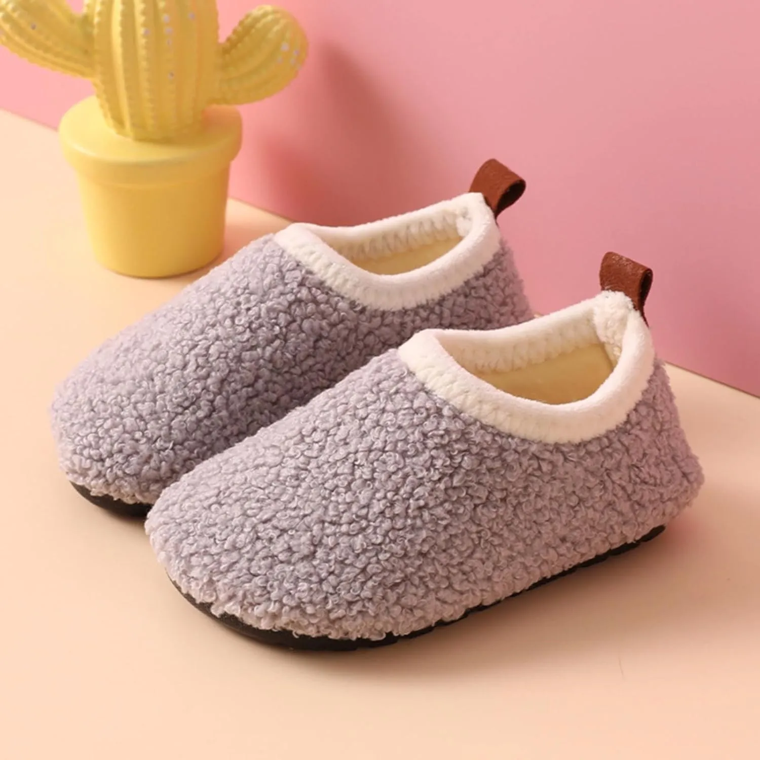 Toddler Indoor Outdoor Sneaker Kids Girls Boys Fuzzy Warm House Sport Shoes Slip On Soft Sole Ankle Cozy Flat Shoes