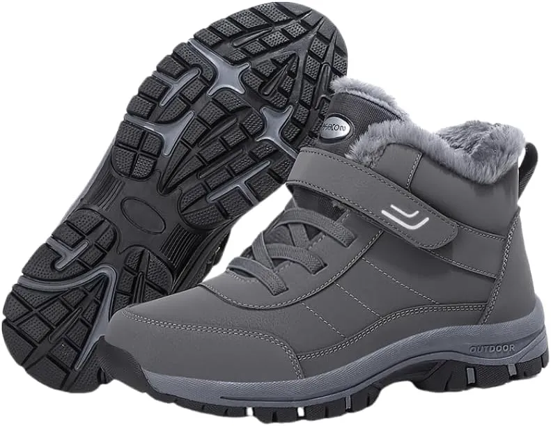 Warm and Durable Men's Snow Boots with Hook and Loop Fastener for Casual Hiking and Walking