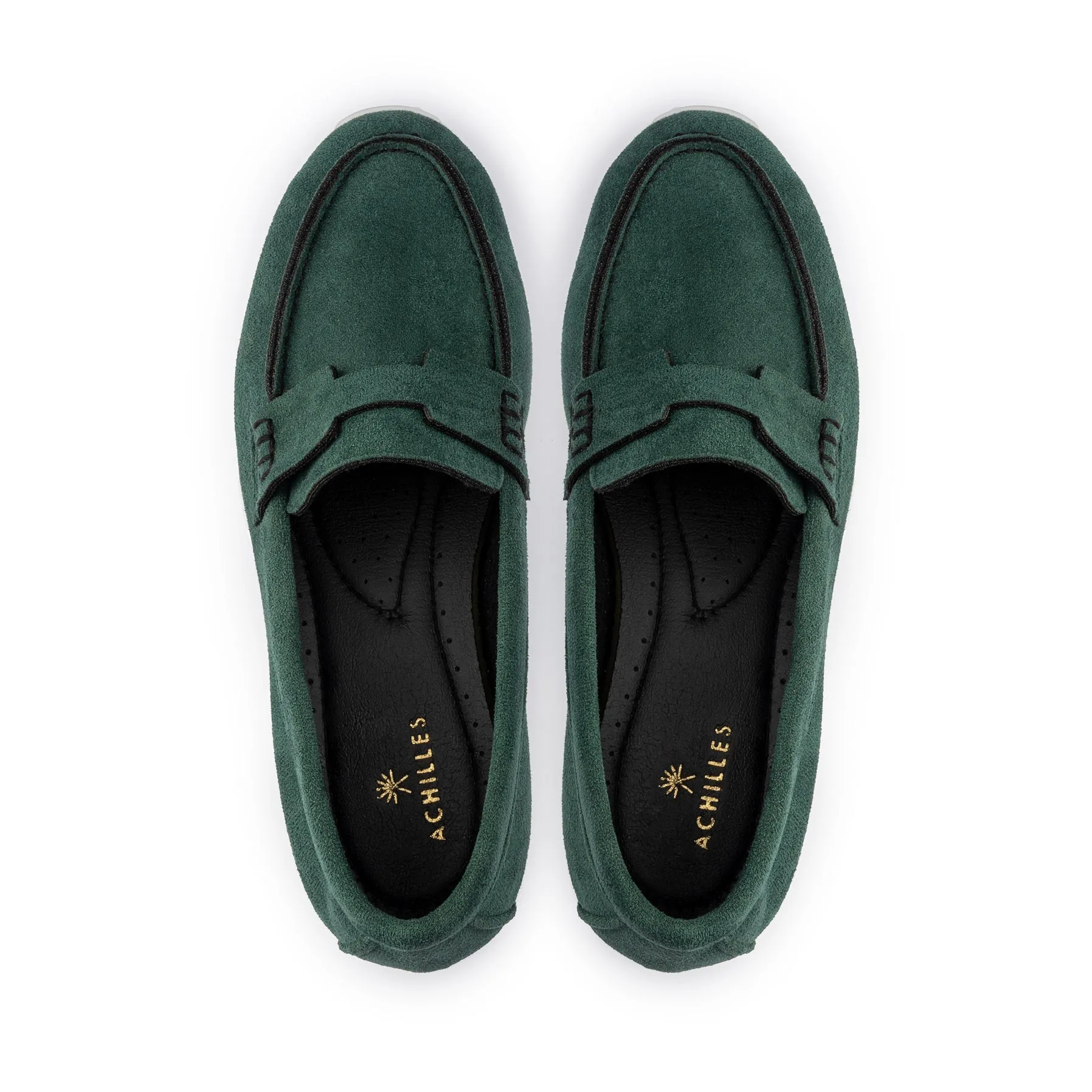Women Suede Pointy Loafer - Olive