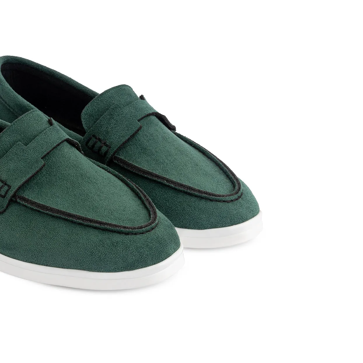 Women Suede Pointy Loafer - Olive