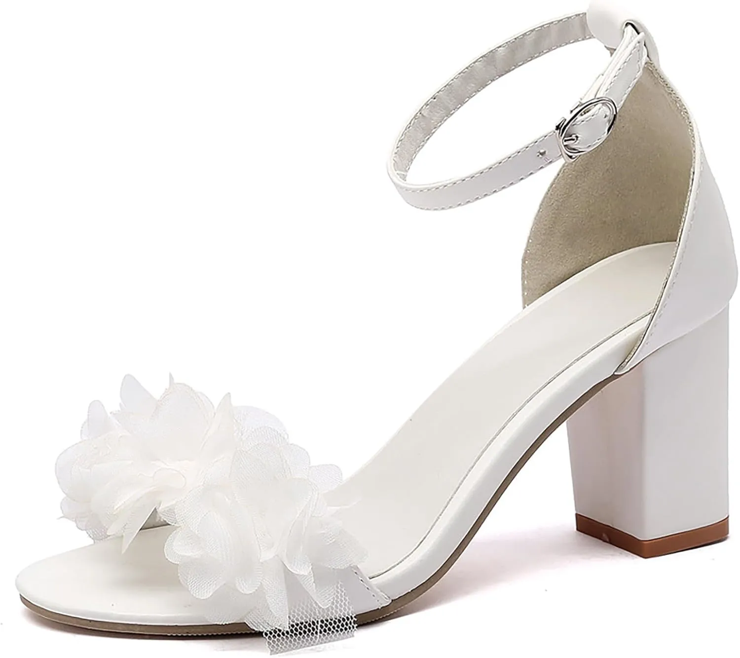 Women's Peep Toe Heel Sandals 2024 Flower Trendy Dressy Round Toe Summer Gladiator Casual Spring Chunky Heel Cutes