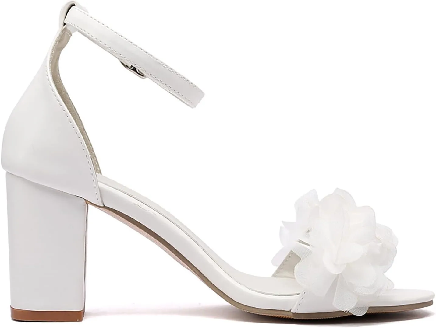 Women's Peep Toe Heel Sandals 2024 Flower Trendy Dressy Round Toe Summer Gladiator Casual Spring Chunky Heel Cutes