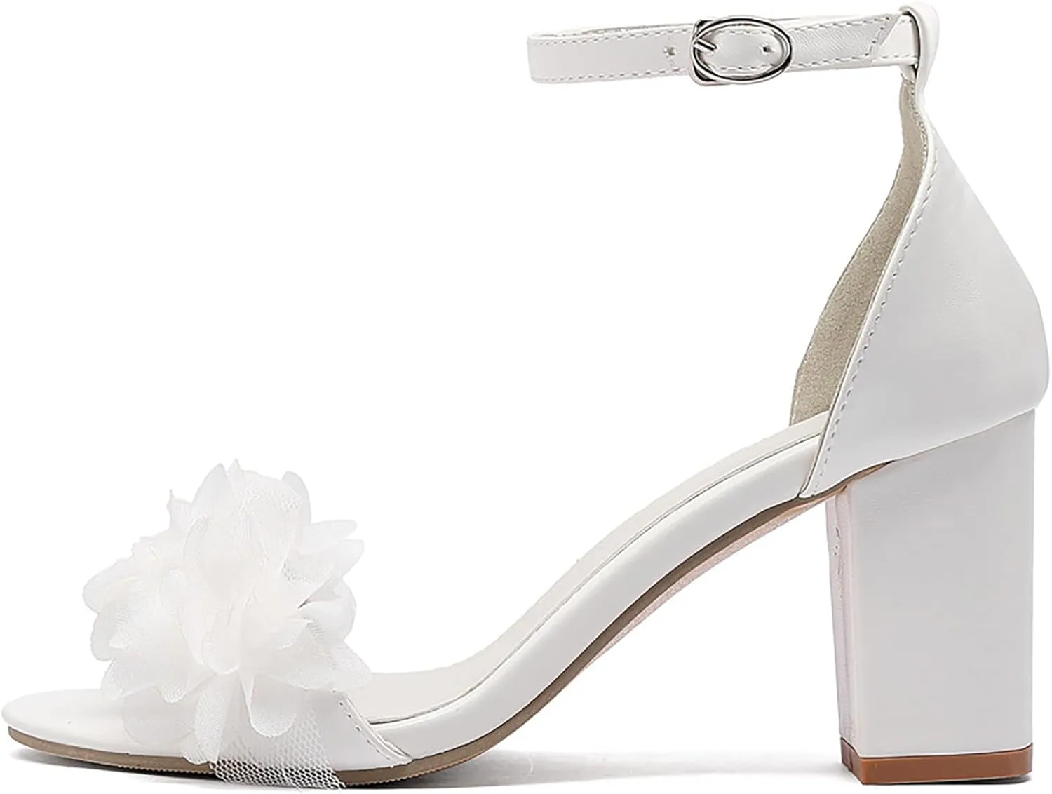 Women's Peep Toe Heel Sandals 2024 Flower Trendy Dressy Round Toe Summer Gladiator Casual Spring Chunky Heel Cutes
